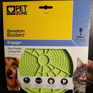 Pet Zone Boredom Busters Engage Green Slow Feeder Licking Mat Stress Cat Dog New